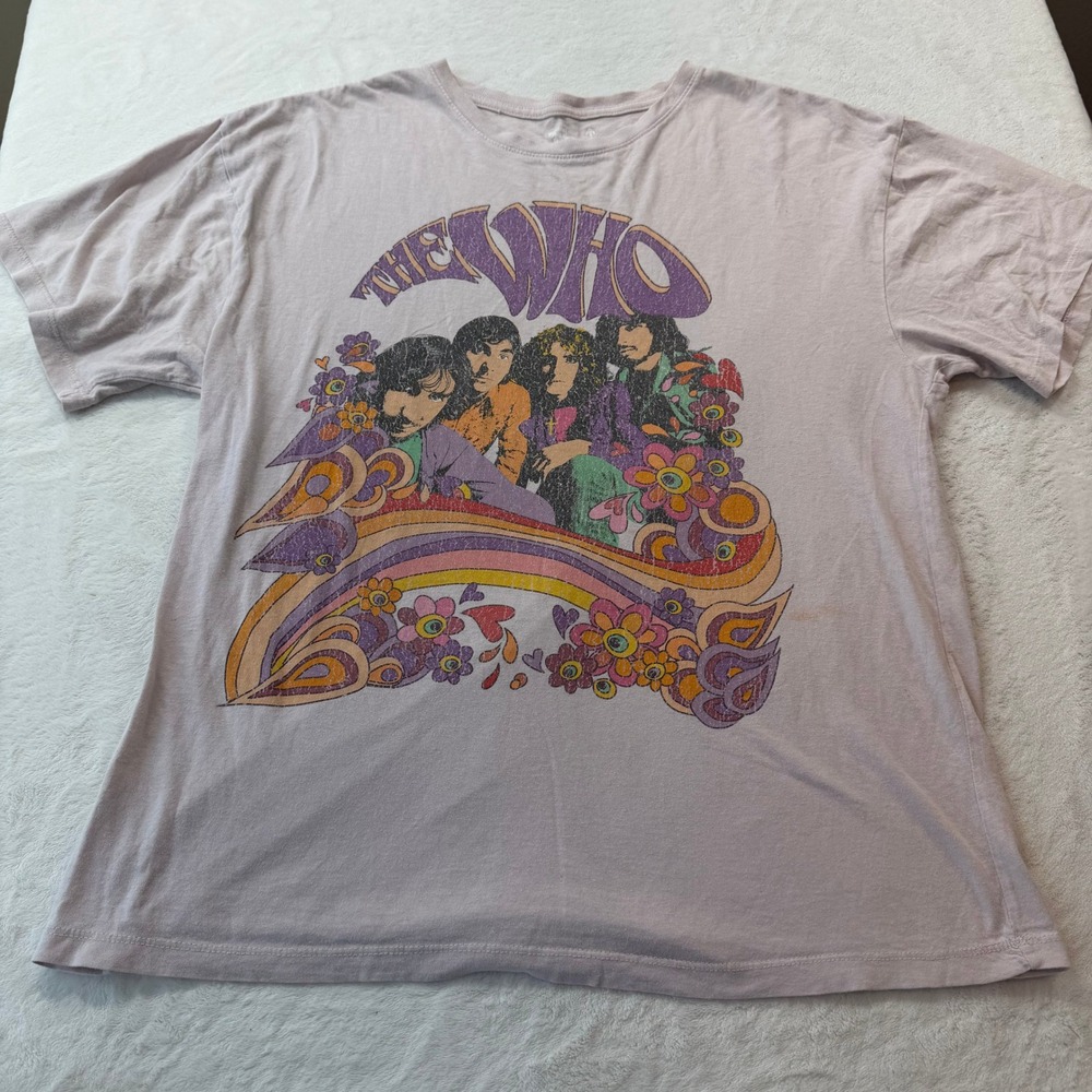 The Who Graphic T-Shirt Unisex S/M Lavender Good Psychedelic Band Portrait Tee